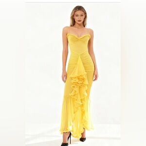 Ruffle Mesh High-Low Cocktail Dress size XS